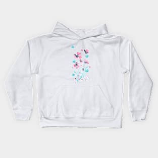 Happy pink, turquoise and gray flowers Kids Hoodie